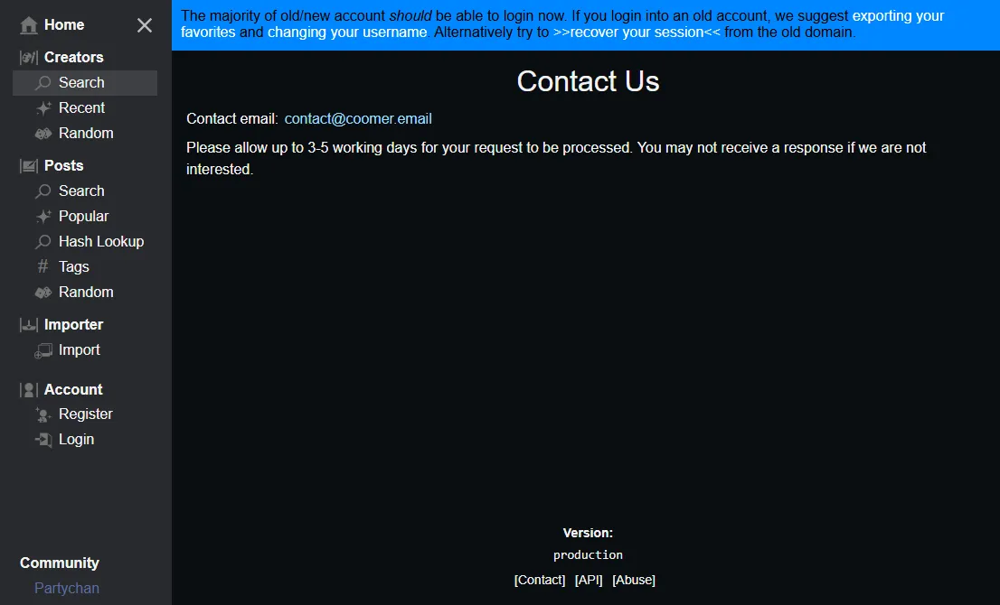 Coomer contact page