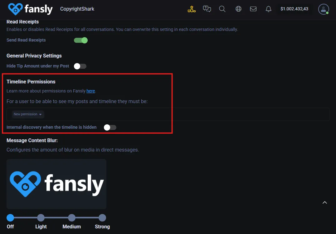 Fansly timeline permissions - control who can view your posts on your profile