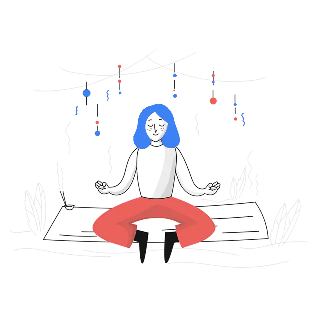 Person meditating peacefully, symbolizing peace of mind from anonymous DMCA filing